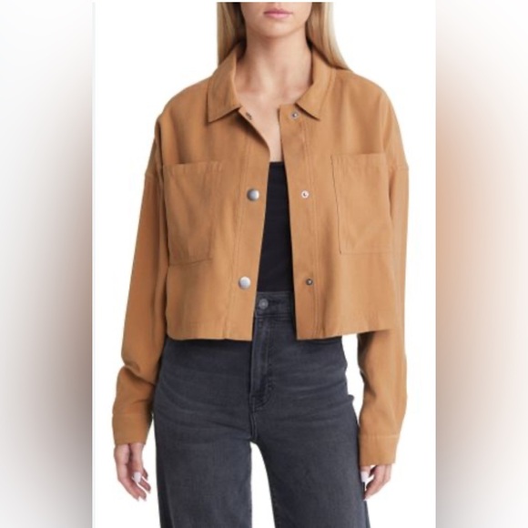 Open Edit Jackets & Blazers - Open Edit Cropped Jacket XXS Brown Oversized Fit Soft Luxurious Feel Never Worn